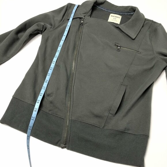 Old NAVY Smokey Grey Moto Asymmetrical Zipup Stretchy Pocket Sweater Jacket Coat - Picture 14 of 14